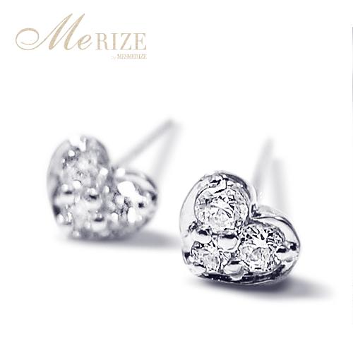 天然 ダイヤ 0.12ct パヴェ ハート ピアス ペア 4mm幅 K18 K10  