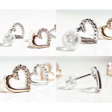 K18 天然 ダイヤ 0.20ct ゴールド オープン ハート ピアス ペア