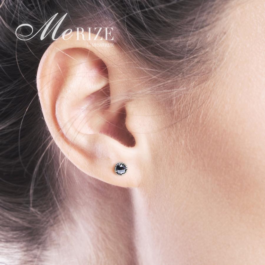 K18 天然 ブラックダイヤ 0.30ct ペア ピアス 大粒ミル打ち 【公式通販】