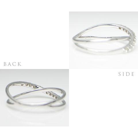 K18 天然 ダイヤ 0.20ct ゴールド クロス リング 指輪 レディース テン SIクラス ダイヤモンド 10石 0.2カラット スイート 18金 10周年 結婚記念 品質保証書付の画像