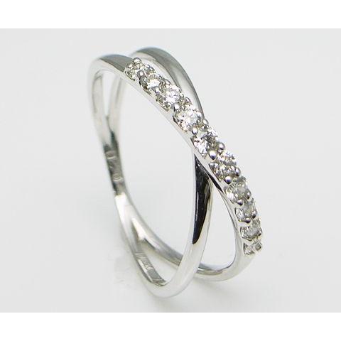K18 天然 ダイヤ 0.20ct ゴールド クロス リング 指輪 レディース テン SIクラス ダイヤモンド 10石 0.2カラット スイート 18金 10周年 結婚記念 品質保証書付の画像