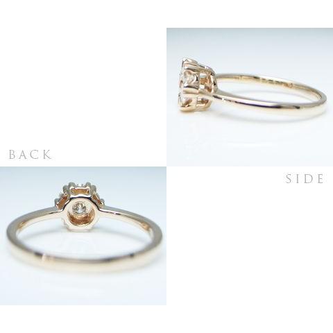 K18 天然 ダイヤ 0.25ct ゴールド ハート フラワー リング 指輪 レディース 天然石 SIクラス ダイヤモンド 7石 0.25カラット 18金 品質保証書付の画像