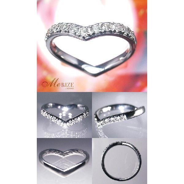 天然 ダイヤ 0.22ct ハート エタニティリング 指輪 K18 ゴールド各色 