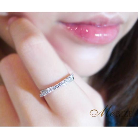 天然 ダイヤ 0.17ct クロス ハーフ エタニティ リング 指輪 K18