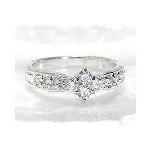 天然 ダイヤ 0.50ct フラワー スイート テン ダイヤモンドリング 10