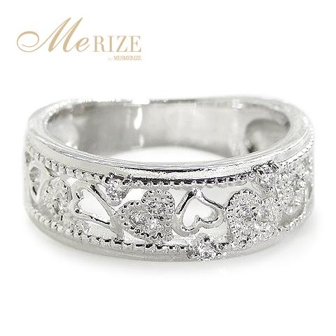 pt950 pt900 天然 ダイヤ 0.11ct プラチナ リング 透かし ミル打ち  