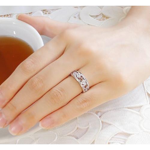 天然 ダイヤ 0.11ct リング 透かし ミル打ち 指輪 K18 ゴールド各色  