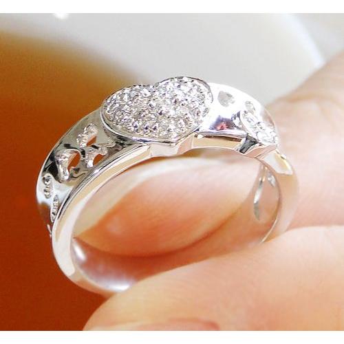 天然 ダイヤ 0.12ct ハート パヴェ リング 指輪 K18 ゴールド各色 プラチナ pt950 pt900 レディース ダイヤモンド 天然石 0.12カラット 品質保証書付の画像