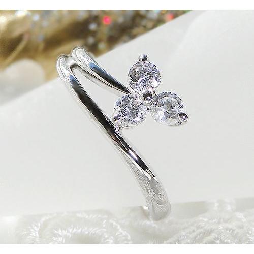 天然 ダイヤ 0.35ct フラワー リング 指輪 K18 ゴールド各色