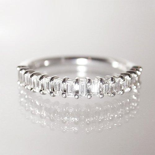 天然 バケットカット ダイヤ ハーフ エタニティ リング 指輪 K18