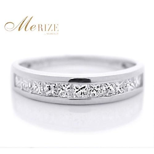 天然 ダイヤ 0.56ct フチあり ハーフ エタニティ リング プリンセス