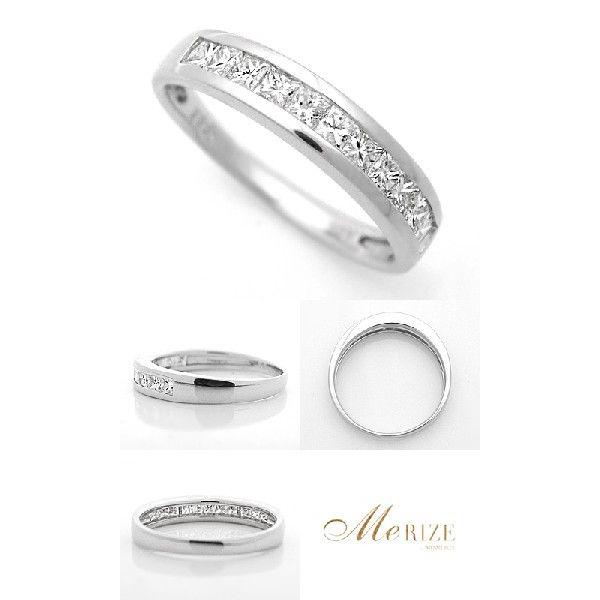 K18ホワイトゴールドプリンセスカットダイヤモンドエタニティリング