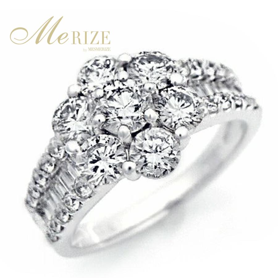 pt950 pt900 天然 ダイヤ 2.0ct フラワー パヴェ プラチナ リング 高級  