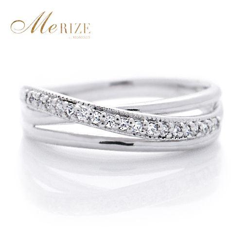 天然 ダイヤ クロス 重ね付け風 エタニティ リング 指輪 K18 ゴールド  