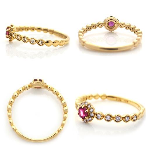 天然ピンクルビー 、天然ダイヤモンド、PTフラワーデザインリング 天然ピンクルビー 、天然ダイヤモンド、PTフラワーデザインリング 天然