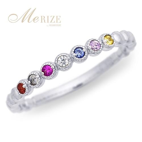 マルチカラー7石 天然 サファイア アミュレット ハーフ エタニティ