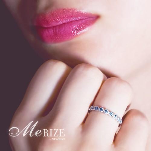 高彩度ブルー ダイヤ ハーフ エタニティ リング K18 ゴールド