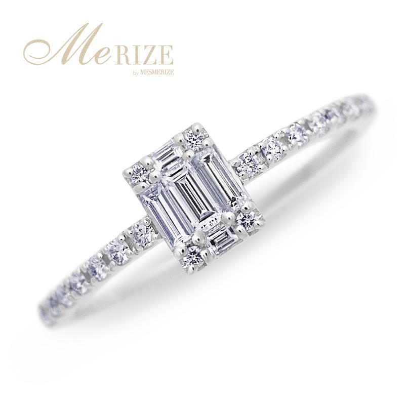 天然 ダイヤモンド バケットカット パヴェ リング K18 ゴールド各色  