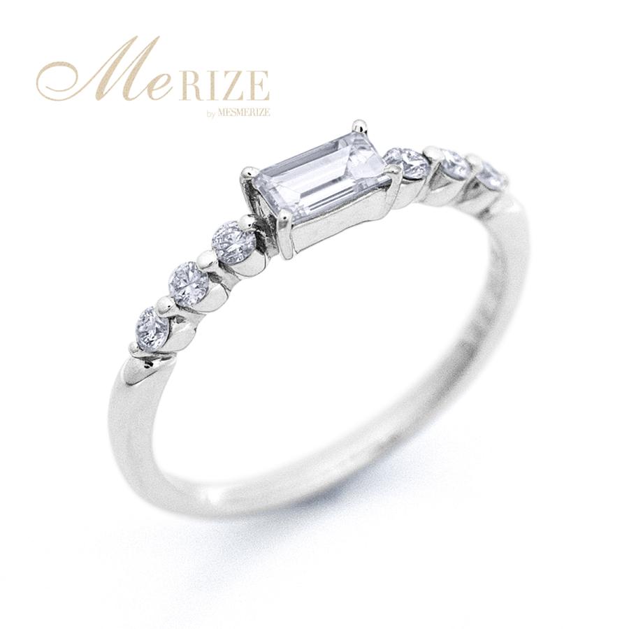 天然 バゲットカット ダイヤ 0.36ct リング プラチナ pt950 pt900 K18 ゴールド各色 細身 シンプル ほそみ 指輪 ラウンド ダイヤモンド 4月誕生石 品質保証書付の画像