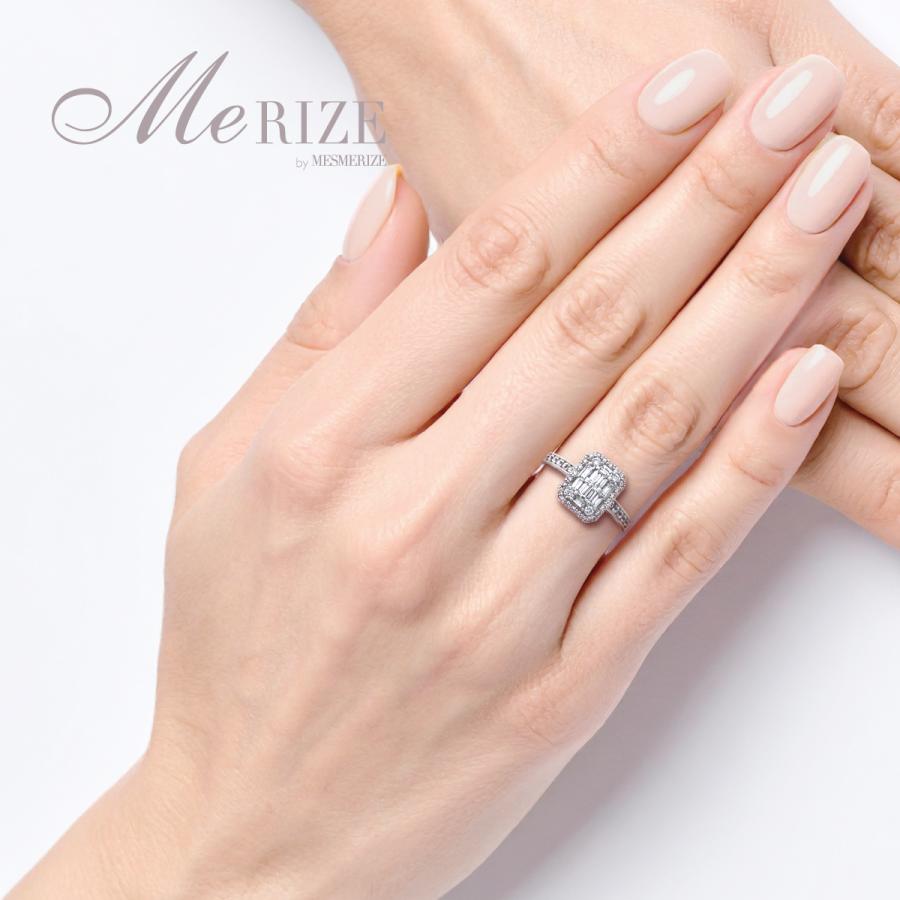天然 ダイヤモンド リング 0.5ct パヴェ バゲット×ラウンド プラチナ 