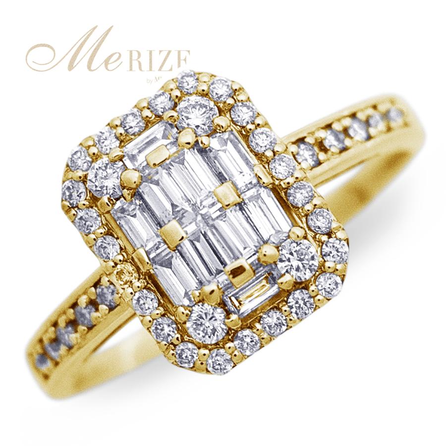 天然 ダイヤモンド リング 0.5ct パヴェ バゲット×ラウンド プラチナ 