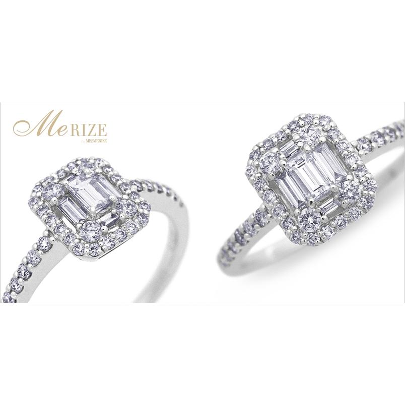 天然 ダイヤモンド リング 0.5ct パヴェ バゲット×ラウンド プラチナ950/900 K18 ゴールド 各色（WG/YG/PG）指輪 18金 18K 婚約指輪 カクテル 品質保証書付の画像