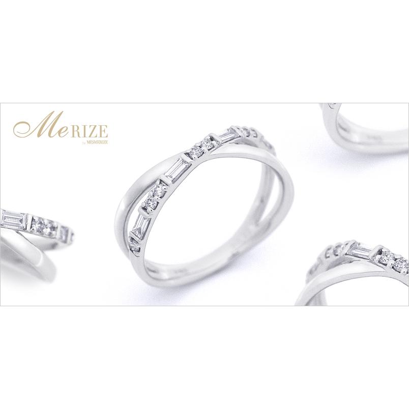 天然ダイヤモンド 0.25ct クロス リング バゲット＆ラウンド ミックス 