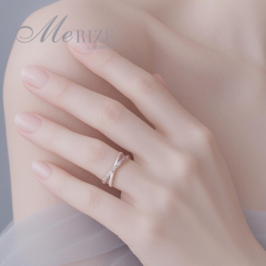 天然ダイヤモンド 0.25ct クロス リング バゲット＆ラウンド ミックス 