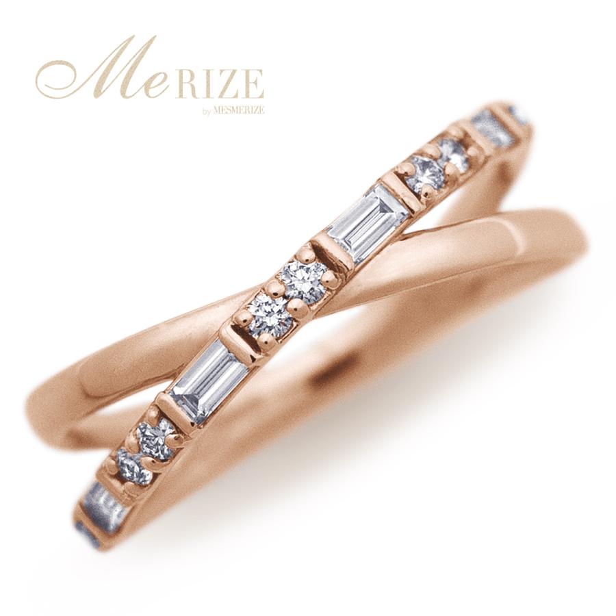 天然ダイヤモンド 0.25ct クロス リング バゲット＆ラウンド ミックス 