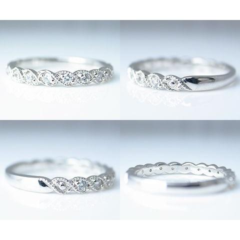 天然 ダイヤ 0.20ct ミル打ち ハーフ エタニティ リング K18 ゴールド