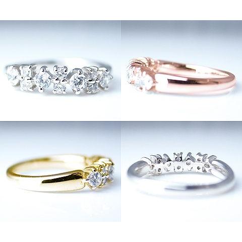 天然 ダイヤ 0.3ct ピンキー リング K18 K10 ゴールド各色 指輪 レディース ダイヤモンド 10石 0.3カラット 18金  10金 小指 品質保証書付の画像