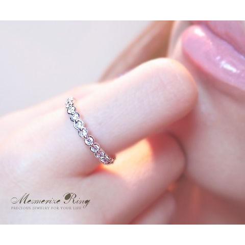 天然 ダイヤ 0.30ct フチあり ハーフ エタニティ リング K18 K10 