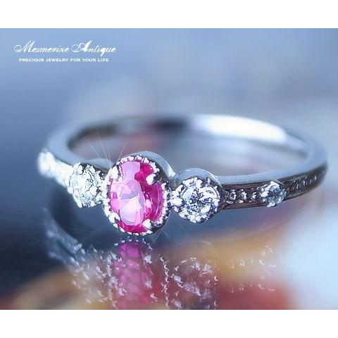 未使用品 k18 天然ルビー ダイヤモンド リング 受注制作「フラワー」K18 天然ルビー 天然ダイヤモンド リング 純愛