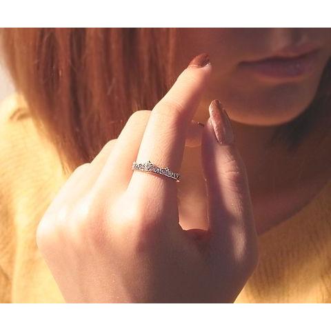 天然 ベビーパール ティアラ リング アンティーク調 K18 K10 ゴールド各色 指輪 真珠 18金 10金 重ね付け 王冠 透かし柄 オープンワーク 品質保証書付の画像