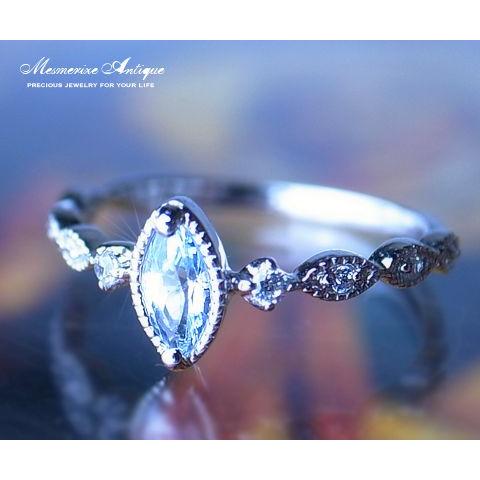 K18 天然 ブルートパーズ 天然 ダイヤモンド リング