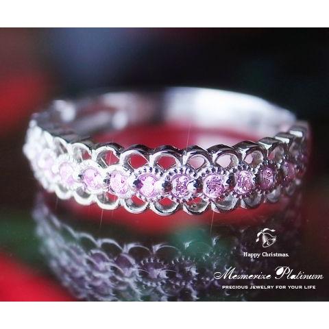 ハーフエタニティピンクサファイアリング ピンクサファイア ハーフエタニティ K18