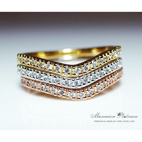 K18 天然 ダイヤ 0.18ct ゴールド エタニティ リング 指輪 レディース  