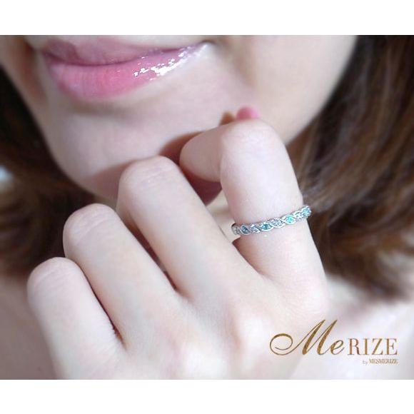 天然 パライバトルマリン ＆ ダイヤ ハーフエタニティ リング ミル打ち