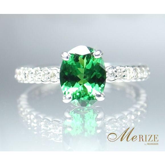 pt950 pt900 天然 グリーン ガーネット 1.0ct 大粒 一粒 ダイヤ  