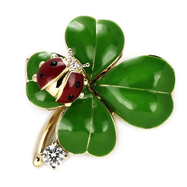 流行に ウォルサム エナメル K18yg ダイヤモンドブローチ 0 28ct クローバー てんとう虫 昆虫 新入荷ジュエリーnj 高級感 Geolandscapes Com Au