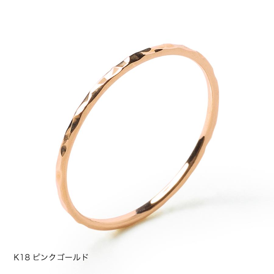 プレゼント 指輪 プラチナ 18金 K18 ピンクゴールド hammered ハンマード レディース 華奢 細身 シンプル 槌目 0号〜20号|jewelry-petit|20