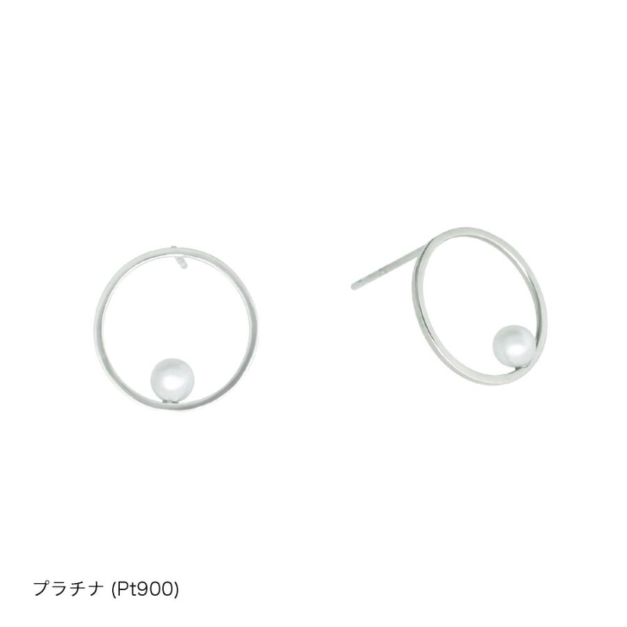 ピアス レディース シンプル 18金 K18 ピンクゴールド プラチナ パール pearl circle pierce サークル フープ プレゼント ギフト 記念日 誕生日 女性の画像
