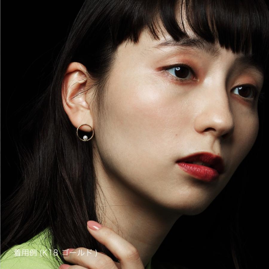 ピアス レディース シンプル 18金 K18 ピンクゴールド プラチナ パール pearl circle pierce サークル フープ プレゼント ギフト 記念日 誕生日 女性の画像