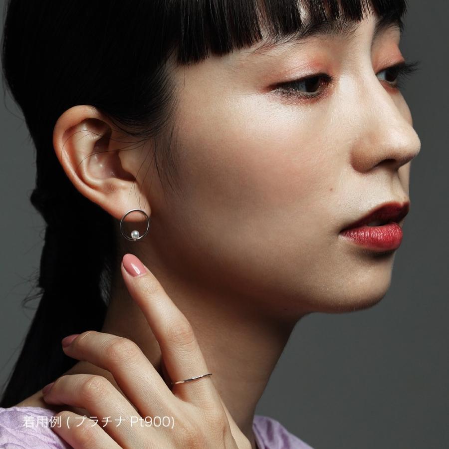 ピアス レディース シンプル 18金 K18 ピンクゴールド プラチナ パール pearl circle pierce サークル フープ プレゼント ギフト 記念日 誕生日 女性の画像