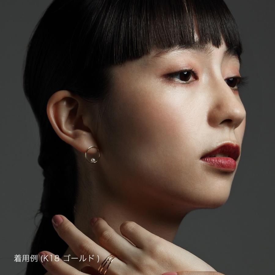 ピアス レディース シンプル 18金 K18 ピンクゴールド プラチナ パール pearl circle pierce サークル フープ プレゼント ギフト 記念日 誕生日 女性の画像