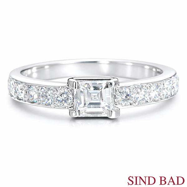 レクタンギュラー カット ダイヤモンド 0.281ct 指輪 婚約指輪 中央 