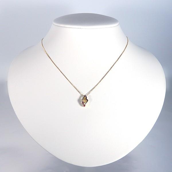 ルビー ネックレス K18 イエローゴールド ペンダント 0.04ct ダイヤモンド 0.03ct 【ルビー ペンダント】 7月 誕生石の画像
