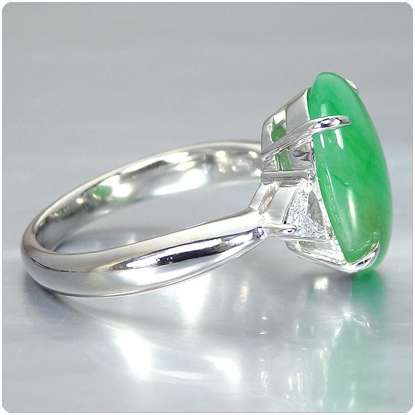 翡翠 指輪 プラチナ リング 5.284ct 中央宝石研究所鑑別書付き 翡翠 指輪 プラチナ リング 5.284ct 中央宝石研究所鑑別書付き