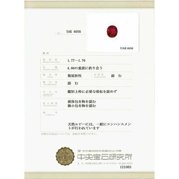 ルビー 指輪 プラチナ リング 1.072ct 中央宝石研究所鑑別書付き ルビー 指輪 プラチナ リング 1.072ct 中央宝石研究所鑑別書付き