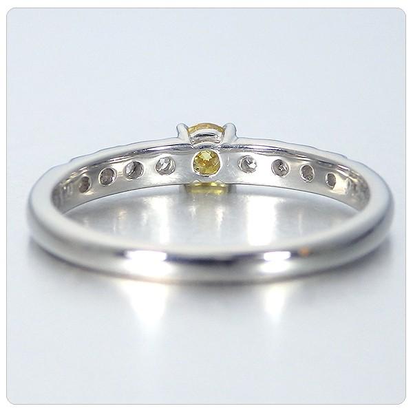 イエローダイヤ 指輪 プラチナ リング イエローダイヤモンド 0.162ct